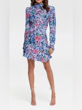 Rebecca Vallance Floral Dress in Blue, Pink, Green
